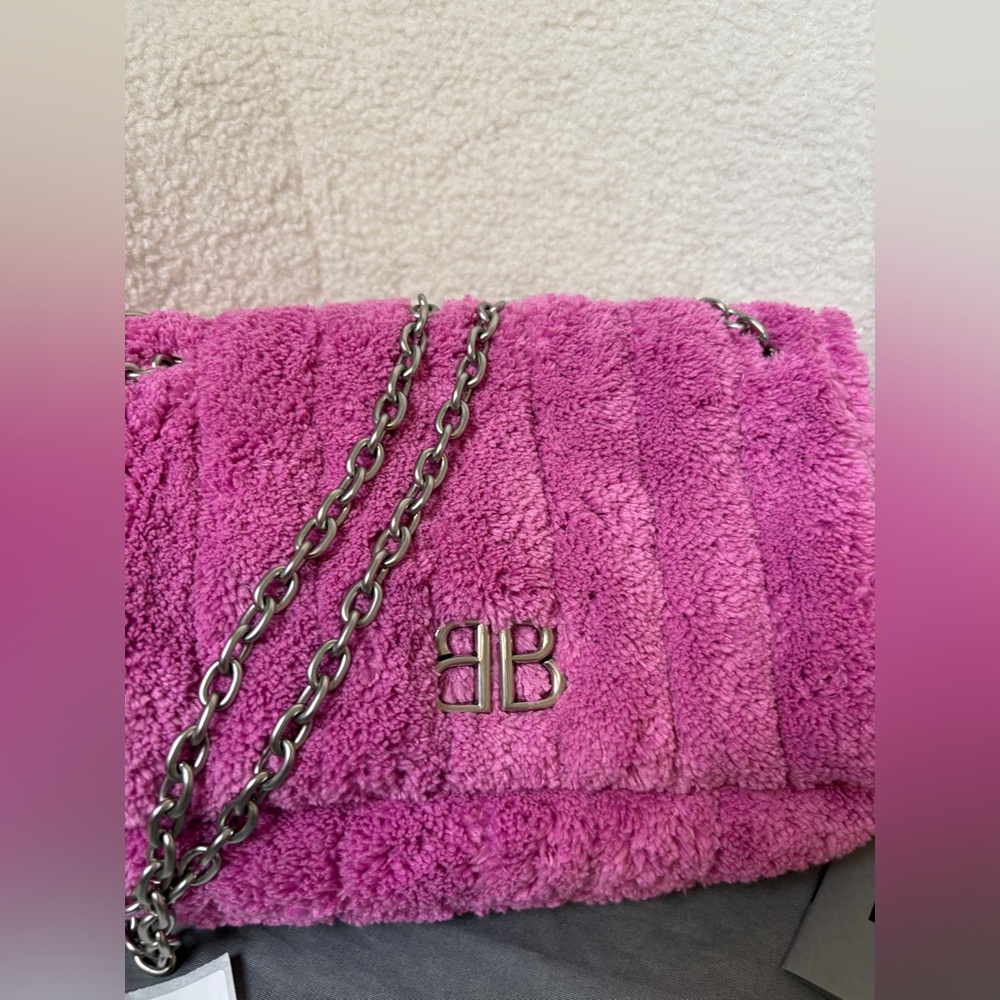 Balenciaga Pink Monaco Mini Bag Quilted Towel Fabric NWT - Picture 4 of 9